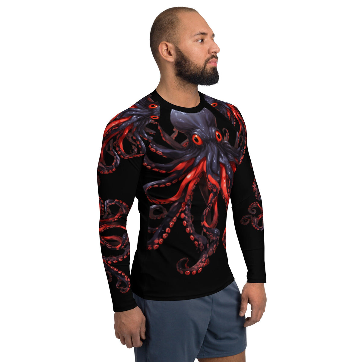 Black and Red Octopus 2 - Long Sleeve Unisex Rash Guard Sun Protection UPF 50+