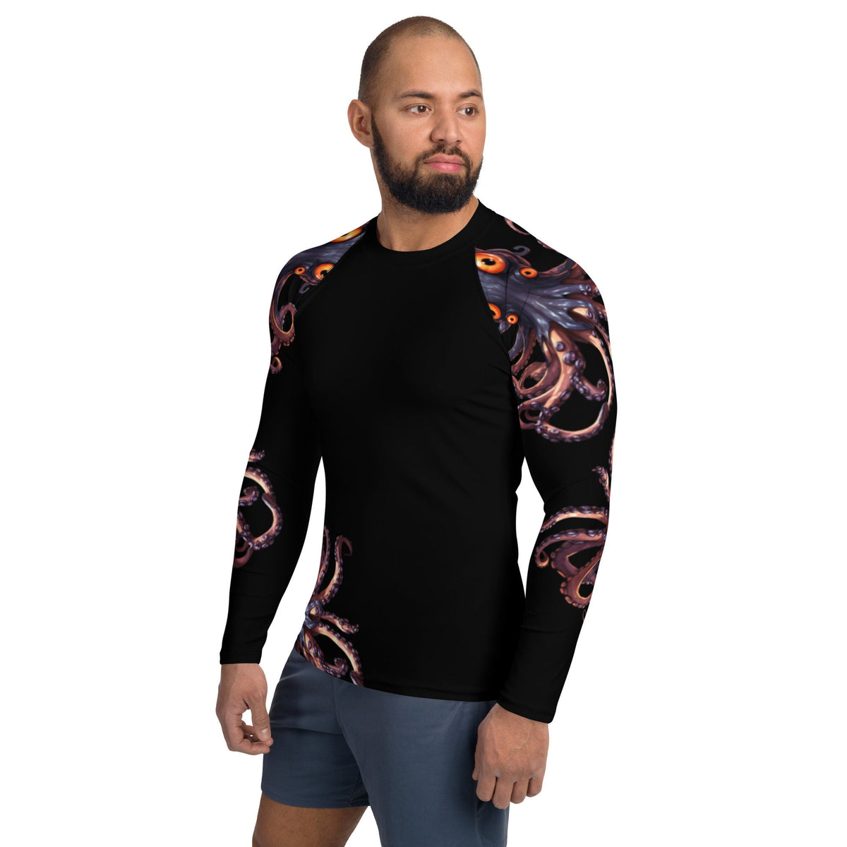 Brown Octopus - Long Sleeve Unisex Rash Guard Sun Protection UPF 50+