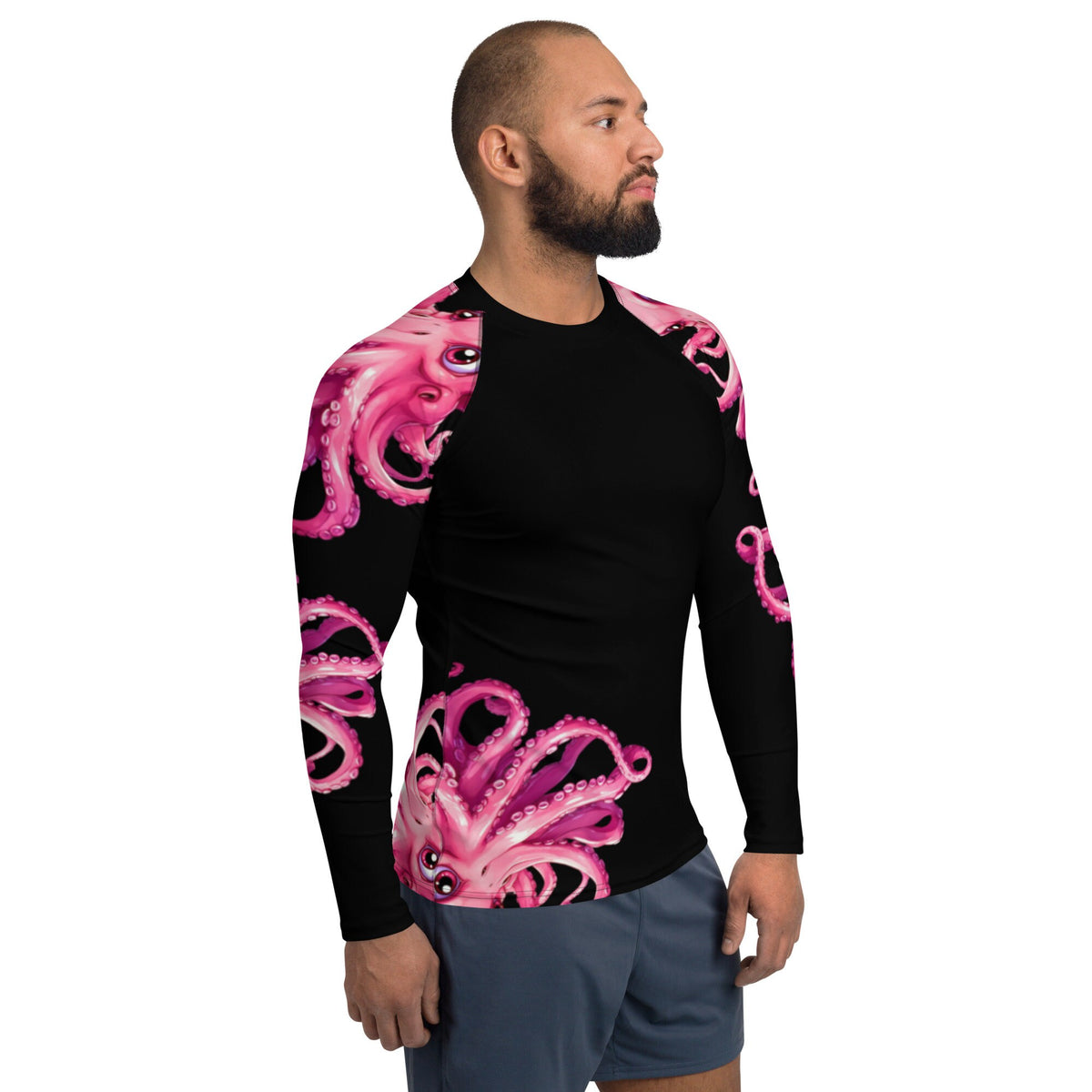 Pink Octopus - Long Sleeve Unisex Rash Guard Sun Protection UPF 50+
