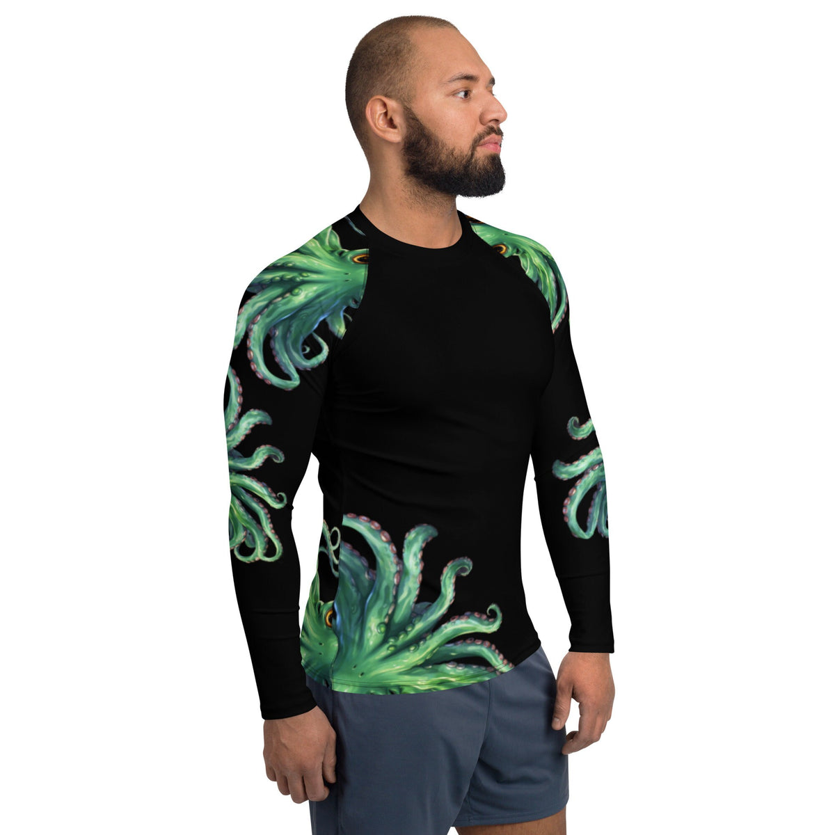 Green Octopus - Long Sleeve Unisex Rash Guard Sun Protection UPF 50+