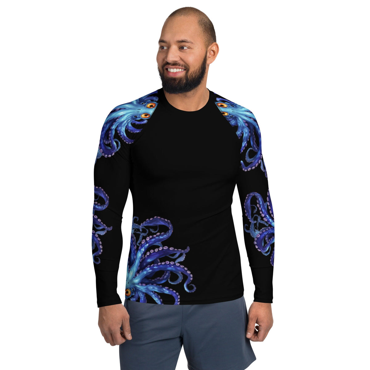 Blue Octopus - Long Sleeve Unisex Rash Guard Sun Protection UPF 50+