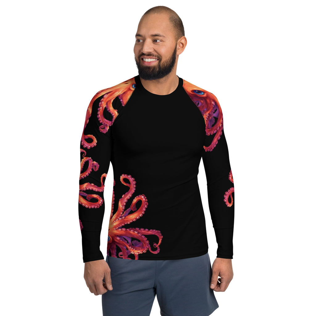 Orange Octopus - Long Sleeve Unisex Rash Guard Sun Protection UPF 50+