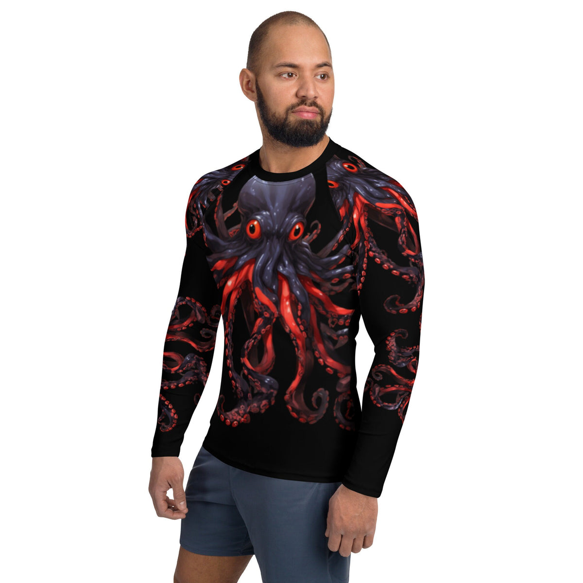 Black and Red Octopus 2 - Long Sleeve Unisex Rash Guard Sun Protection UPF 50+