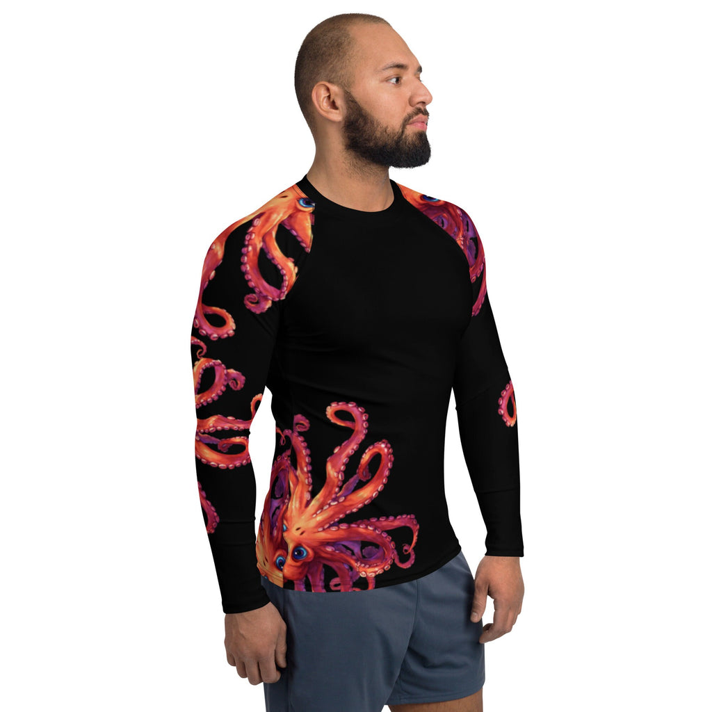 Orange Octopus - Long Sleeve Unisex Rash Guard Sun Protection UPF 50+