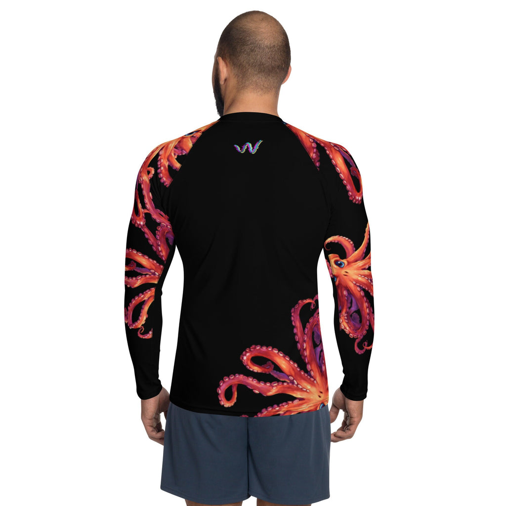 Orange Octopus - Long Sleeve Unisex Rash Guard Sun Protection UPF 50+