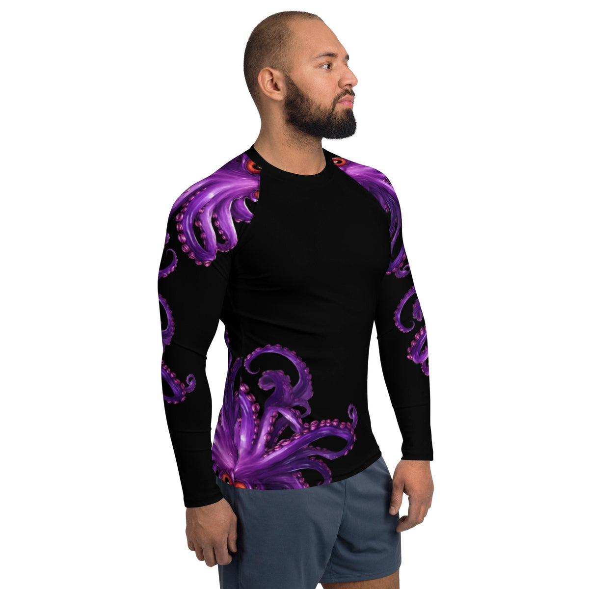 Purple Octopus - Long Sleeve Unisex Rash Guard Sun Protection UPF 50+