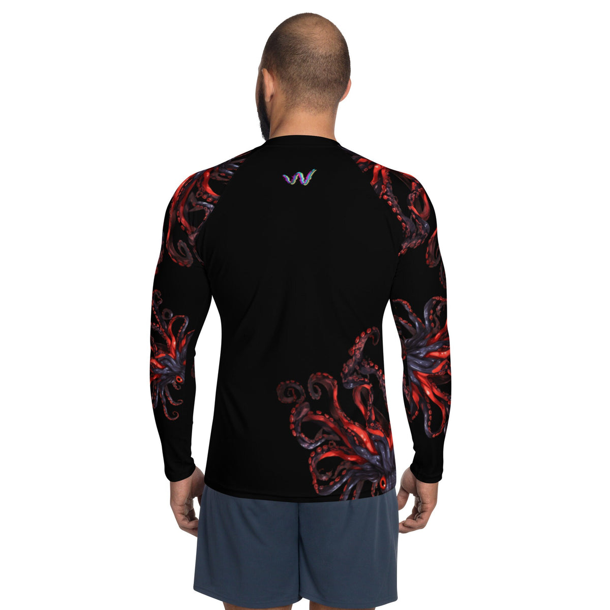 Black and Red Octopus - Long Sleeve Unisex Rash Guard Sun Protection UPF 50+