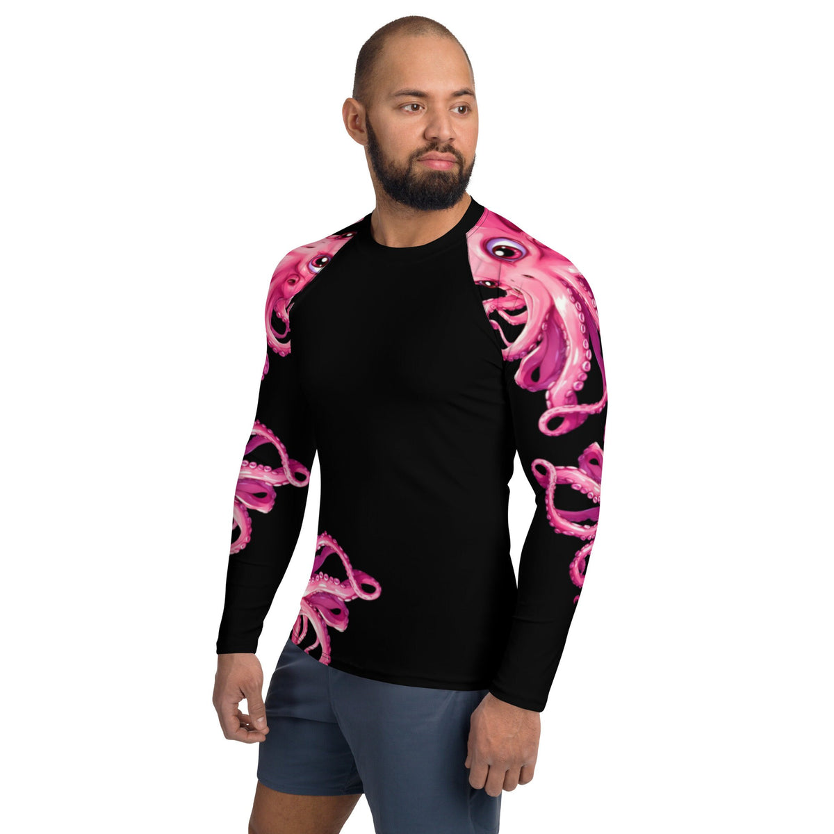 Pink Octopus - Long Sleeve Unisex Rash Guard Sun Protection UPF 50+