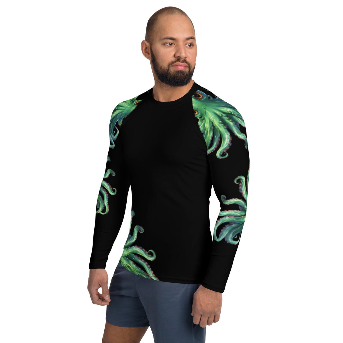 Green Octopus - Long Sleeve Unisex Rash Guard Sun Protection UPF 50+