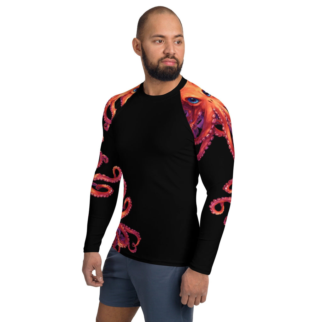 Orange Octopus - Long Sleeve Unisex Rash Guard Sun Protection UPF 50+