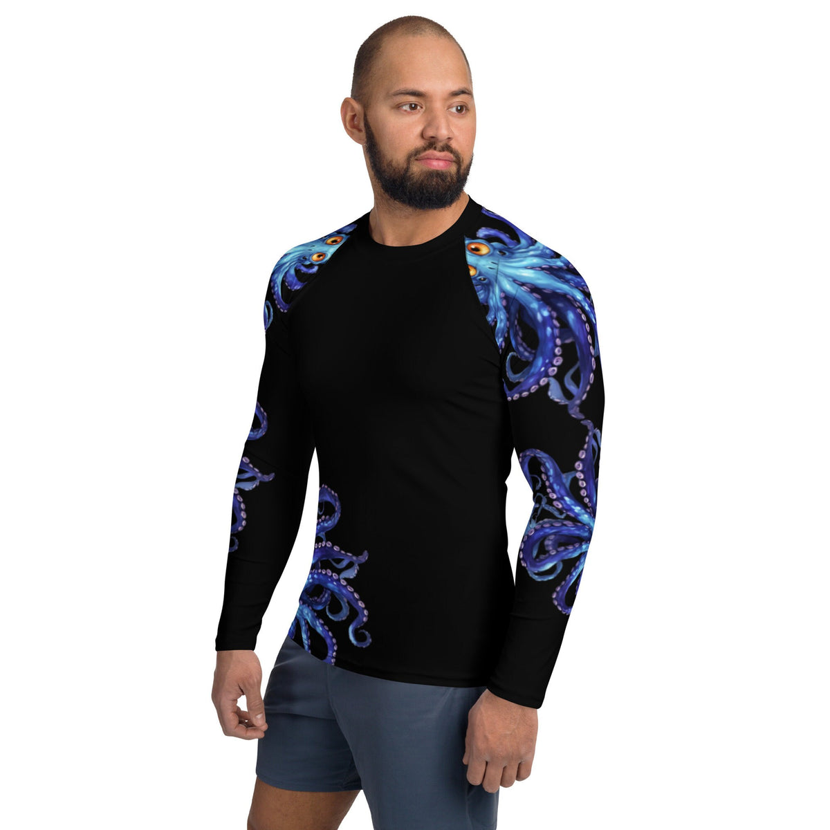 Blue Octopus - Long Sleeve Unisex Rash Guard Sun Protection UPF 50+