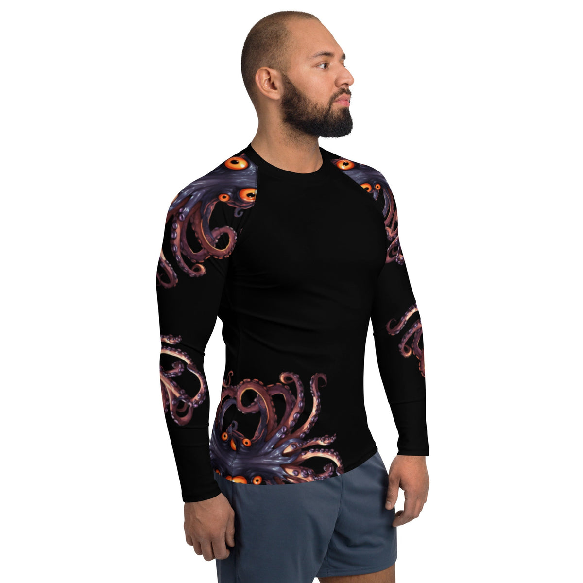 Brown Octopus - Long Sleeve Unisex Rash Guard Sun Protection UPF 50+