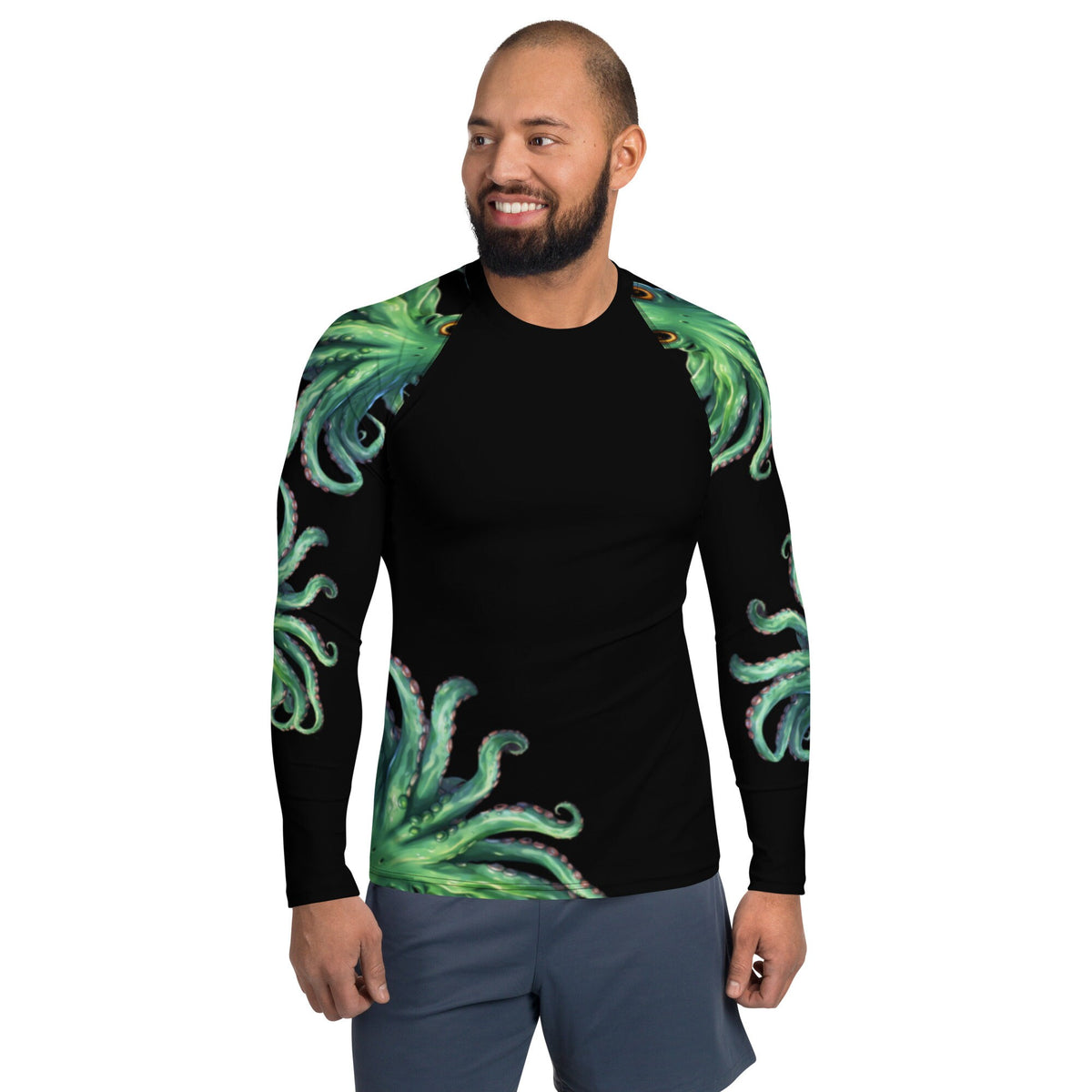 Green Octopus - Long Sleeve Unisex Rash Guard Sun Protection UPF 50+
