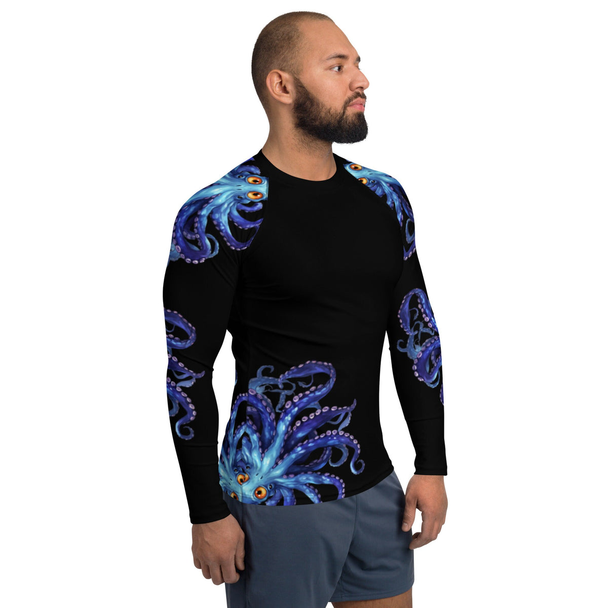 Blue Octopus - Long Sleeve Unisex Rash Guard Sun Protection UPF 50+