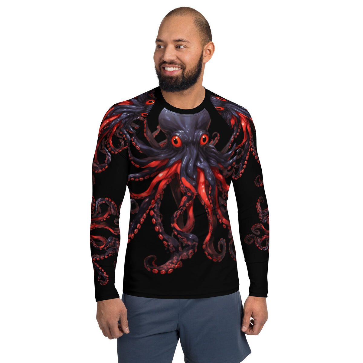 Black and Red Octopus 2 - Long Sleeve Unisex Rash Guard Sun Protection UPF 50+